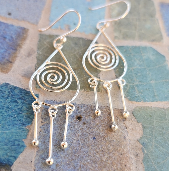 Sterling Silver Swirl dangle earrings - Picture 12 of 14